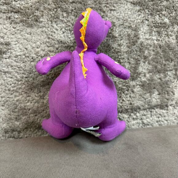 Vintage Petting Zoo Plush Duke Dinosaur Dragon Purple Yellow Standing 1994 - Picture 6 of 11